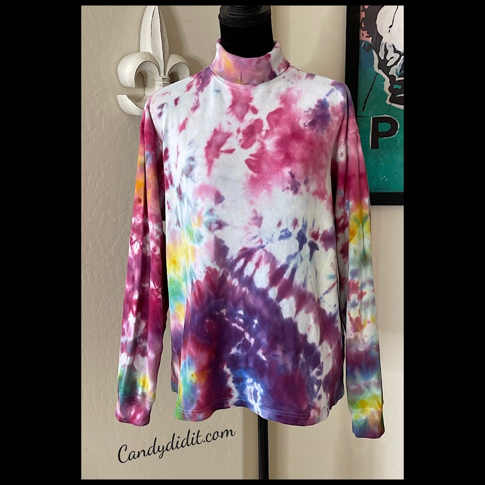 Handmade Colorful Tie Dye Turtle Neck By Candy Did It! Size Large